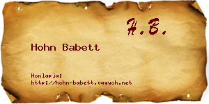 Hohn Babett névjegykártya